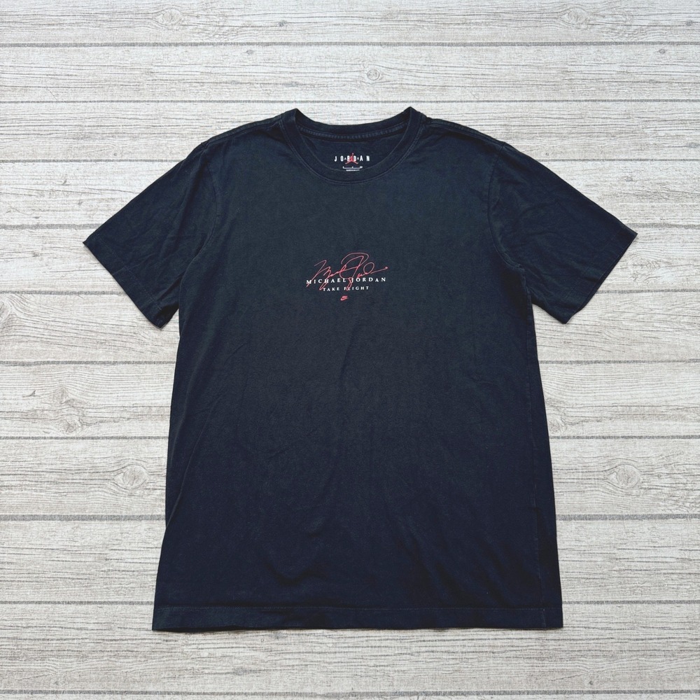 Y2K Air Jordan T-Shirt Men's Small Black Michael Jordan Take Flight Signature
